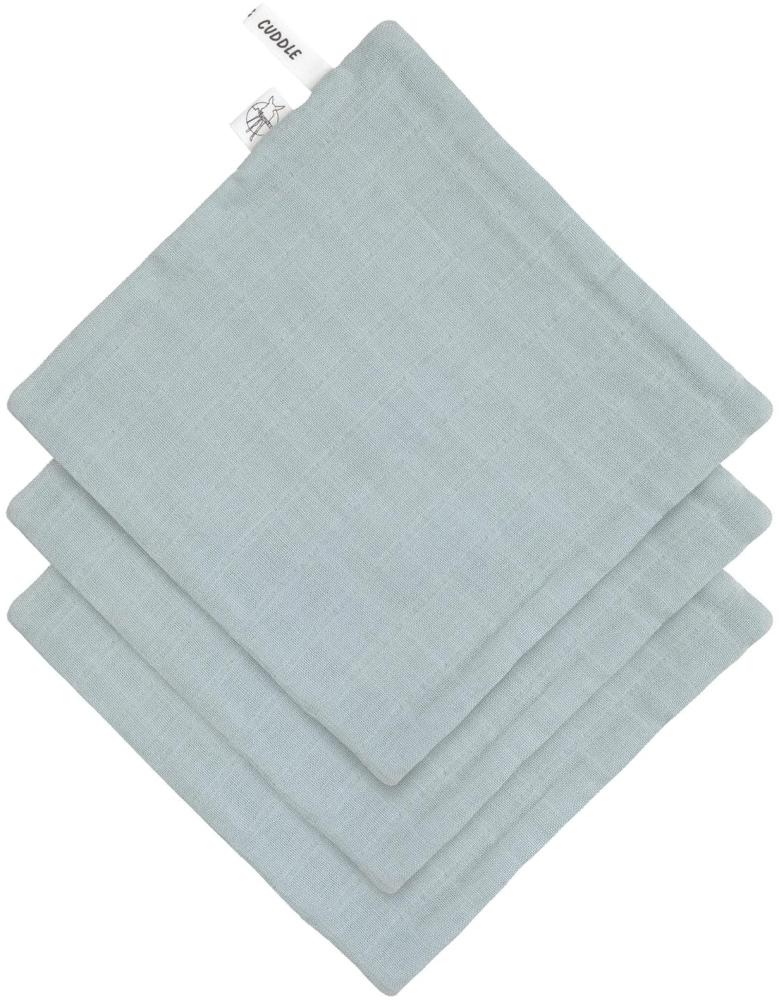 LÄSSIG Baby Musselin Waschlappen 3er Set/Muslin/Terry Washcloth Set 3 pcs powder blue Bild 1