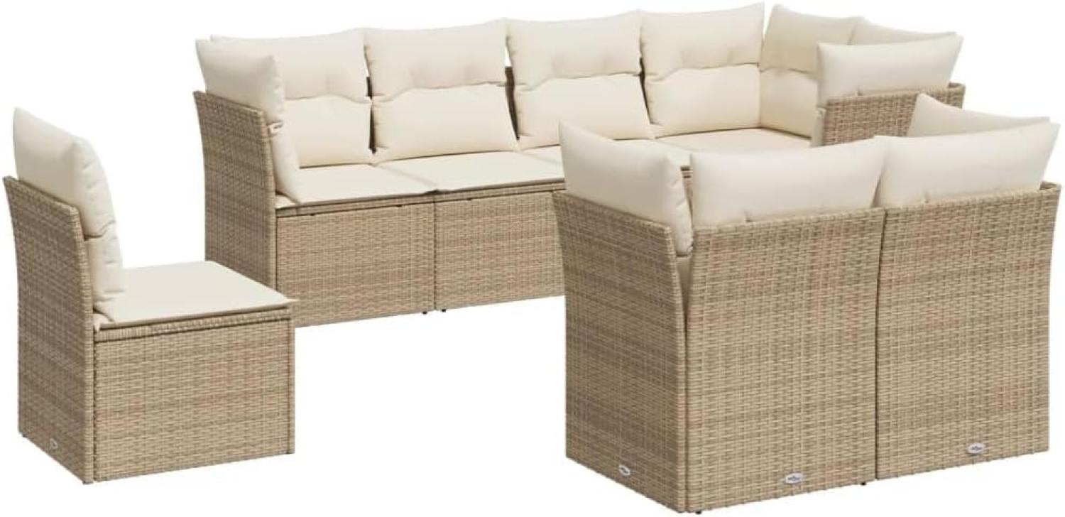 vidaXL 8-tlg. Garten-Sofagarnitur mit Kissen Beige Poly Rattan 3249767 Bild 1