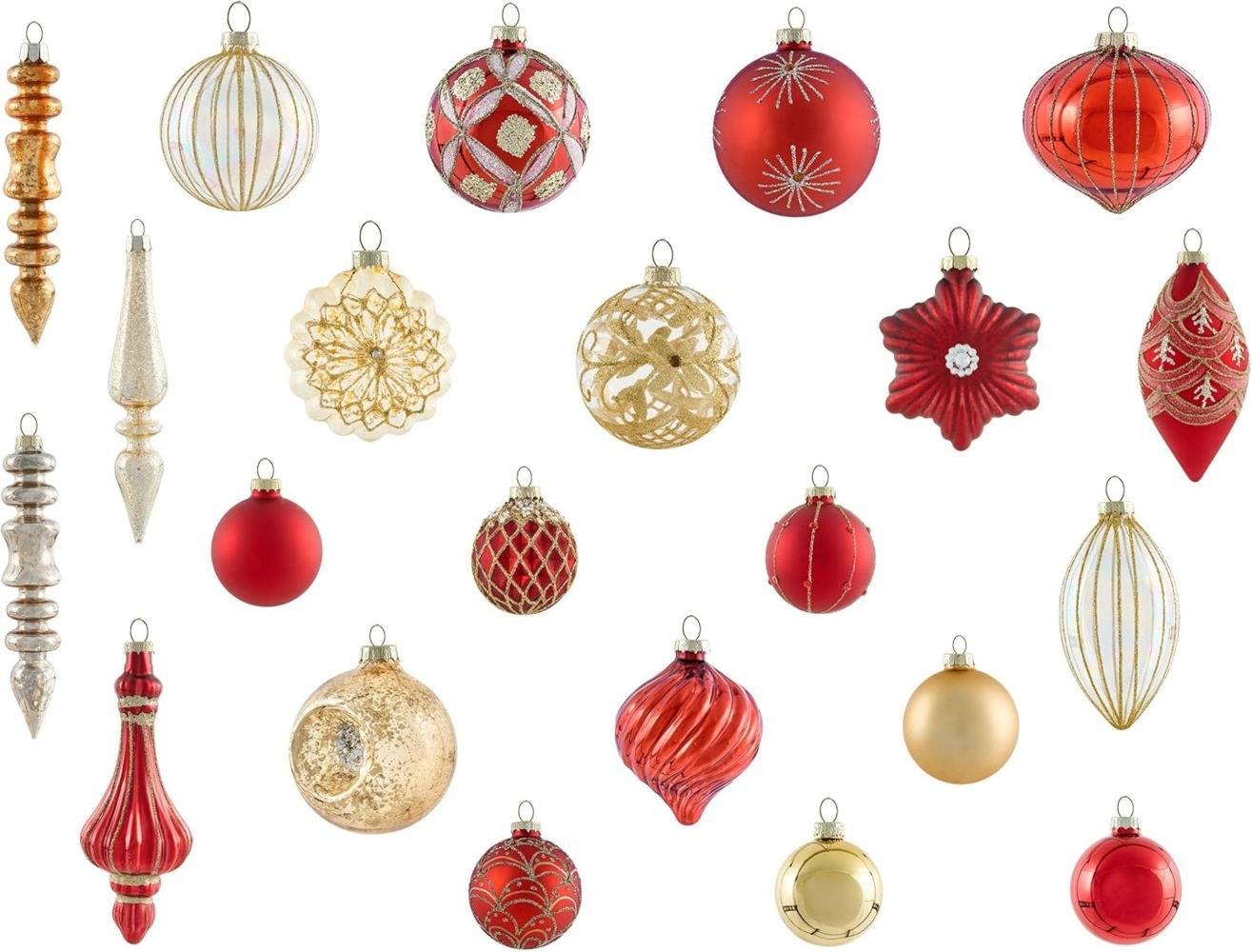 Weihnachtskugel 50er Set SPARKLE Glas Rot Gold Bild 1
