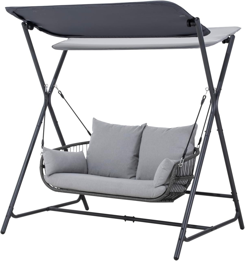 Leco Hollywoodschaukel mit Sonnendach "Marie", anthrazit / lichtgrau, 171 x 130 x 173 cm (L x B x H) Bild 1