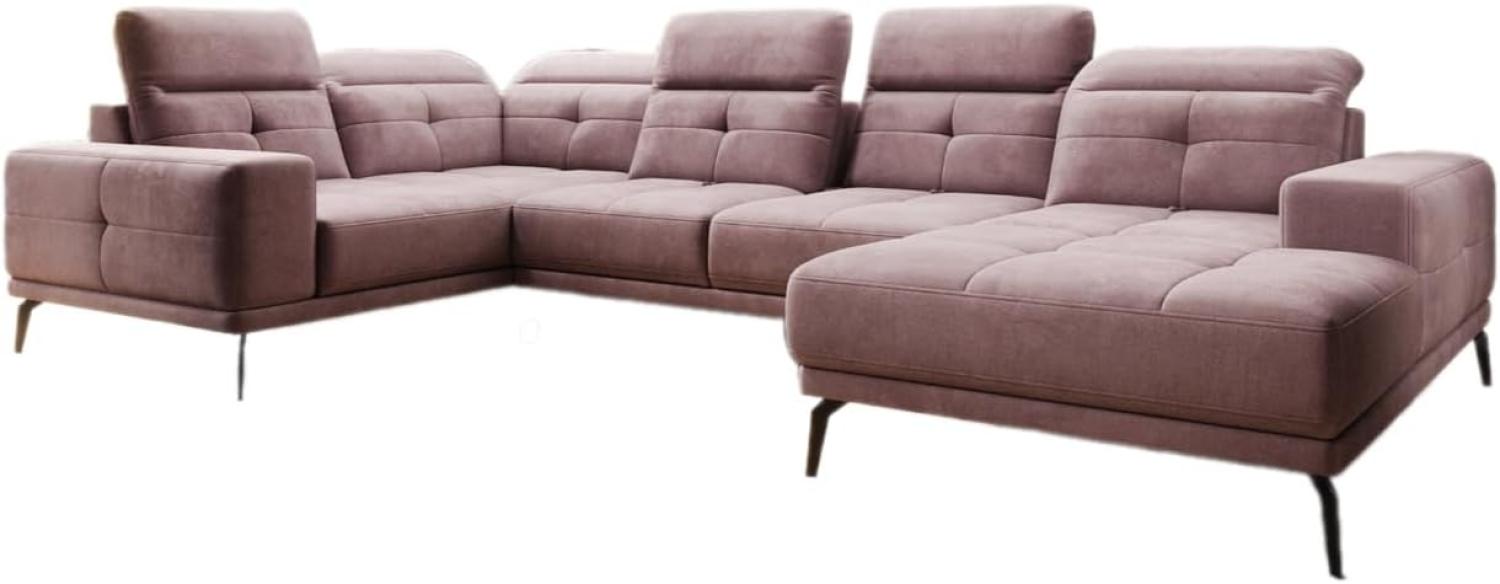 Designer Sofa Nerio mit verstellbarer Kopf- und Rückenlehne Samt Rosé Rechts Bild 1