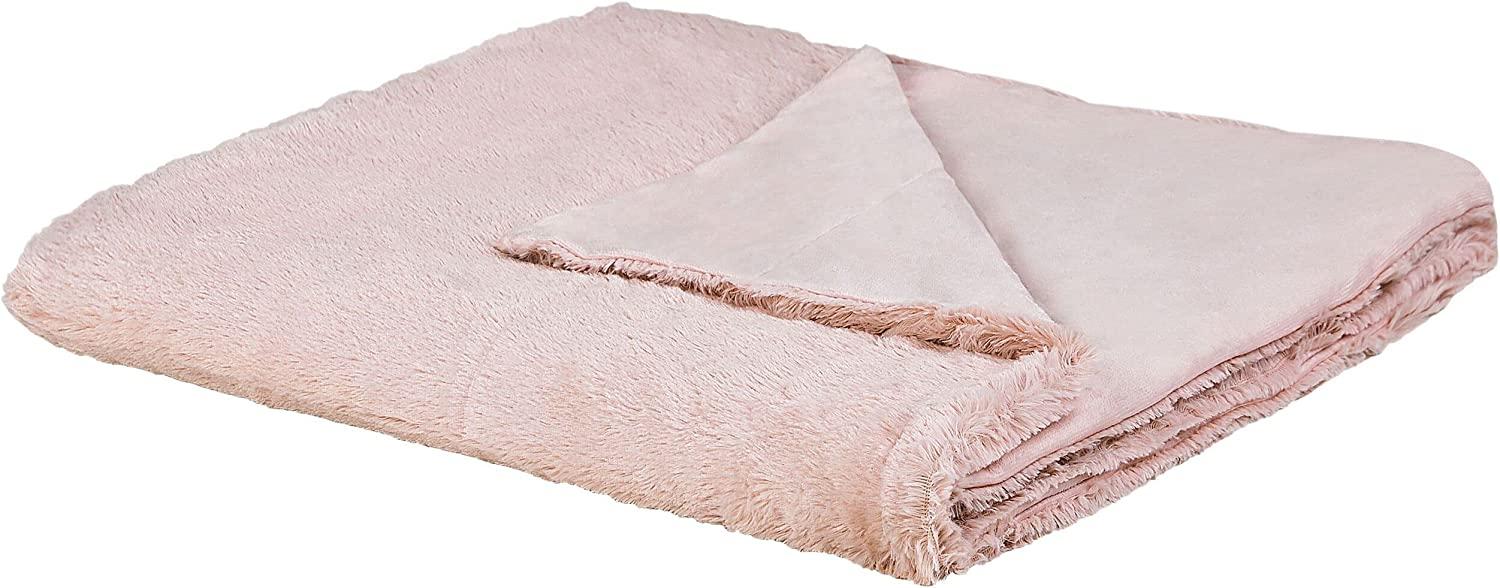 Kuscheldecke GELIK Stoff 180 x 200 cm Rosa Kein Muster Bild 1