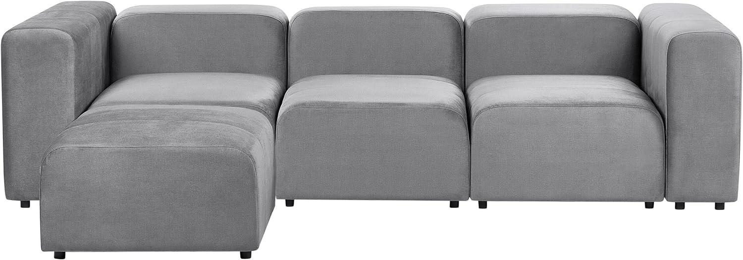 3-Sitzer Sofa Samtstoff grau mit Ottomane FALSTERBO Bild 1