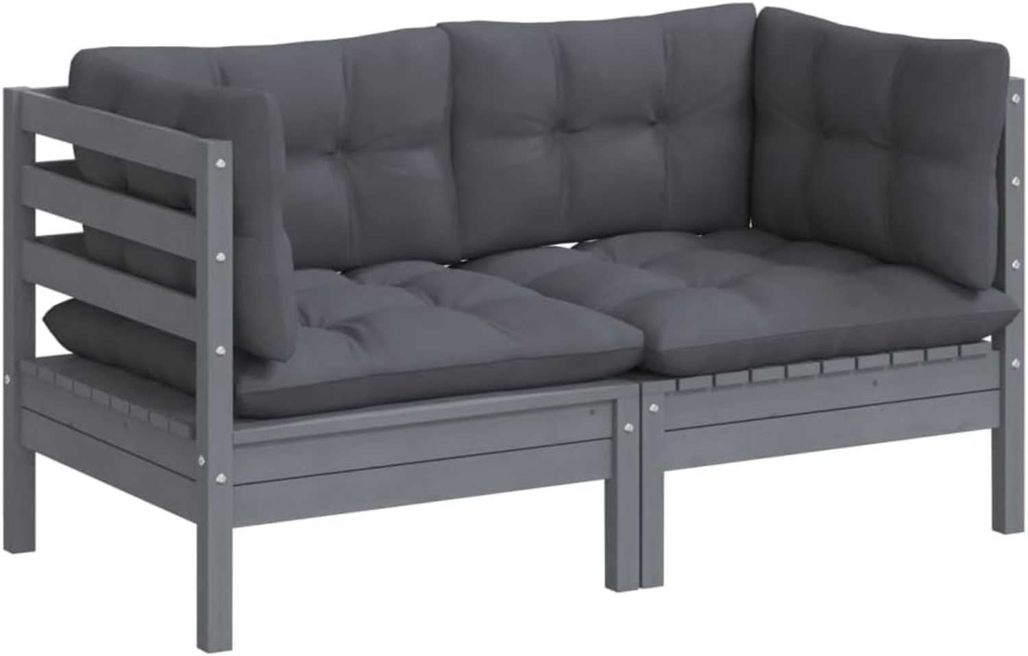 vidaXL 2-Sitzer-Gartensofa mit Anthrazit Kissen Massivholz Kiefer 3096012 Bild 1