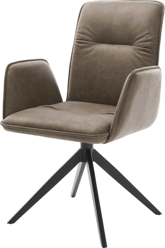 Drehstuhl Vinja-Flex Mikrofaser Taupe Vintage Kreuzgestell breit Schwarz 360° drehbar Wippfunktion Bild 1