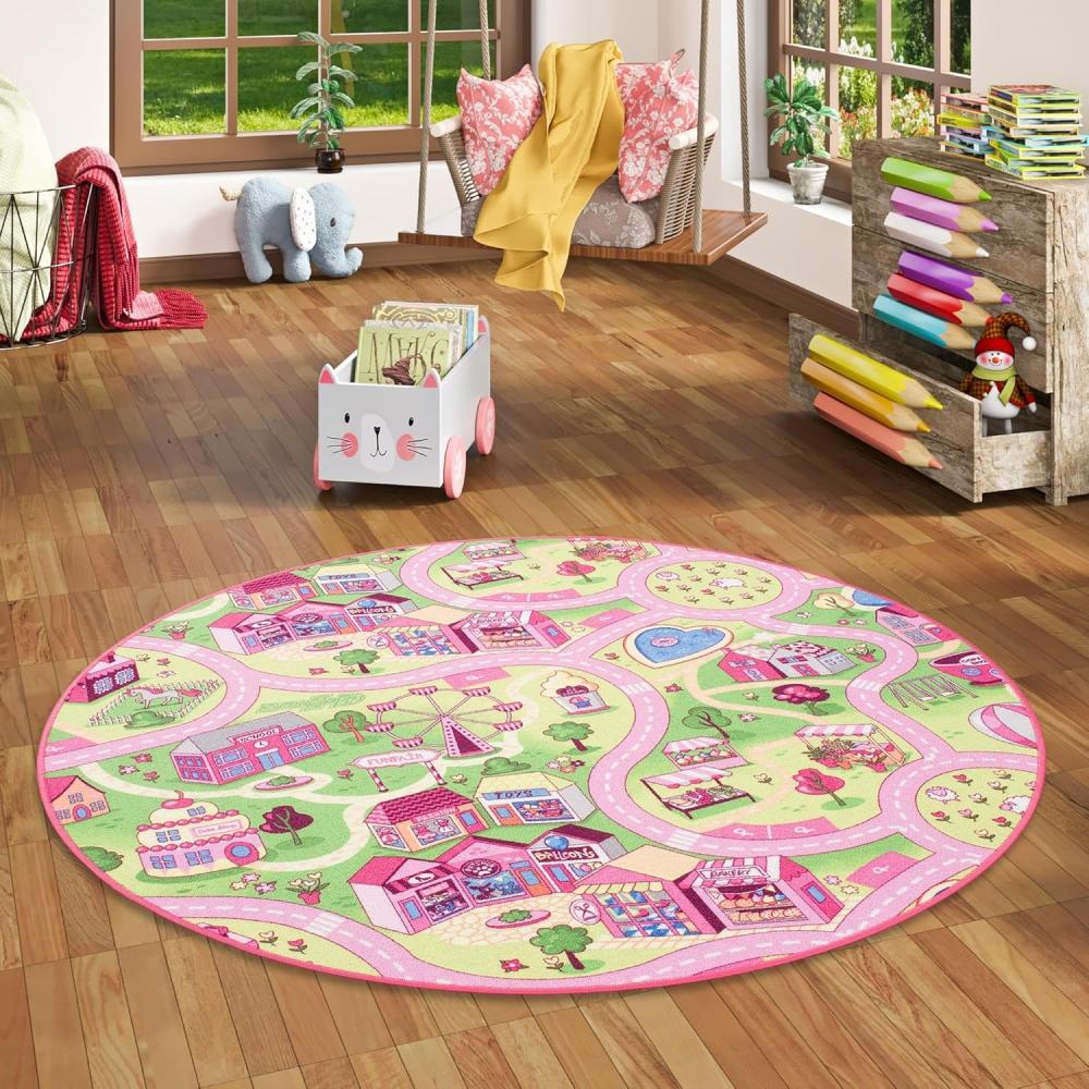 Snapstyle Kinderteppich Kinder Spiel Teppich Girls Village Rund, Rund, Höhe: 4 mm Bild 1