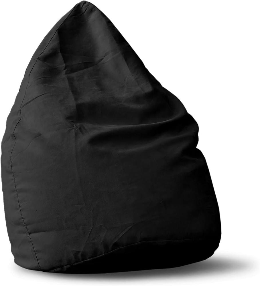 Lumaland Luxury XL Plus Microvelours Sitzsack stylischer Beanbag 220L Füllung mit extra starken Nähten Schwarz Bild 1