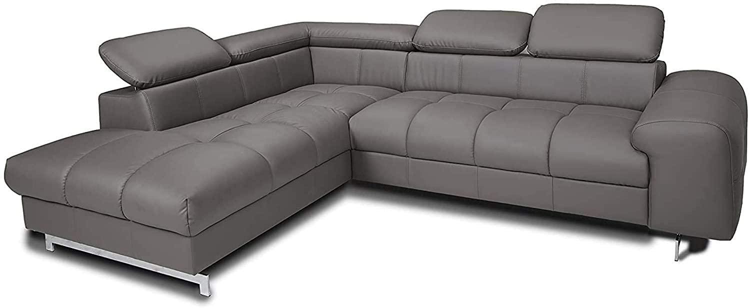 Mivano Ecksofa Chef / L-Sofa mit Ottomane und verstellbaren Kopfstützen in Lederoptik / 262 x 72 x 206 / Kunstleder Elephant Bild 1