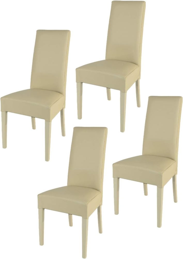 Tommychairs - 4er Set Moderne Stühle Luisa für Küche und Esszimmer, robuste Struktur aus lackiertem Buchenholz Farbe Sand, Gepolstert und mit Kunstleder in der Farbe Sand bezogen Bild 1