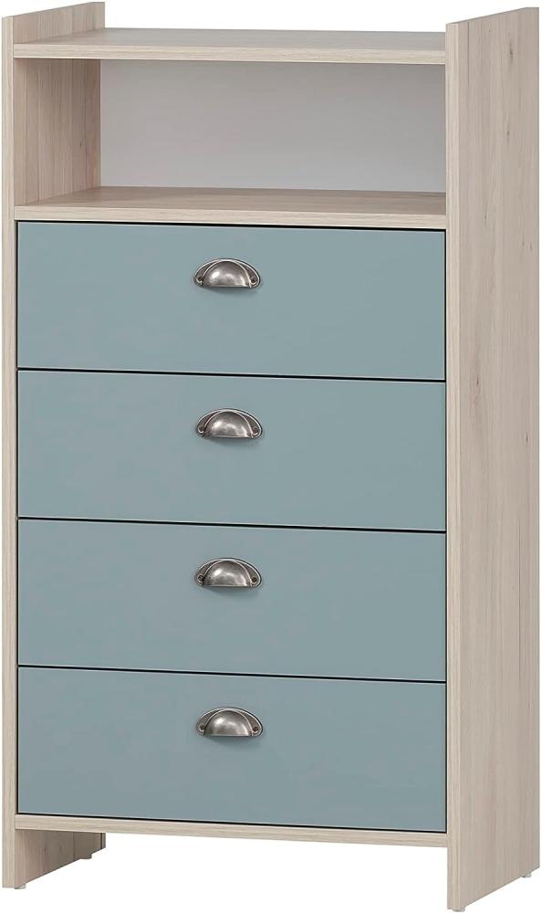 SCHILDMEYER Highboard Badschrank Hochschrank Kommode Lindholm Sandeiche Blau Bild 1