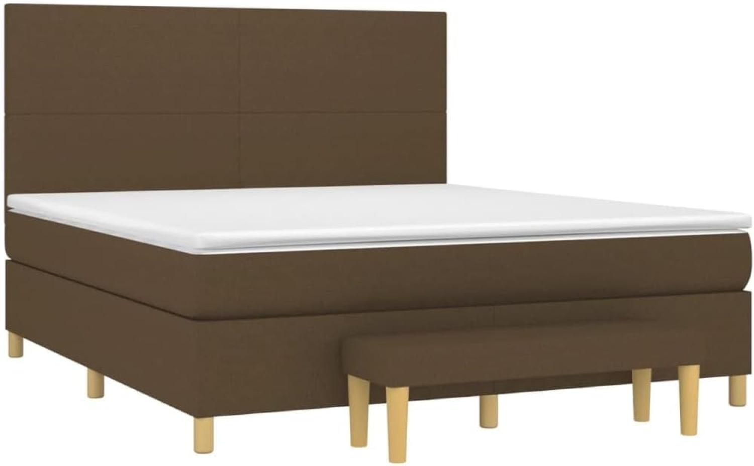 vidaXL Boxspringbett mit Matratze Dunkelbraun 180x200 cm Stoff 3137016 Bild 1