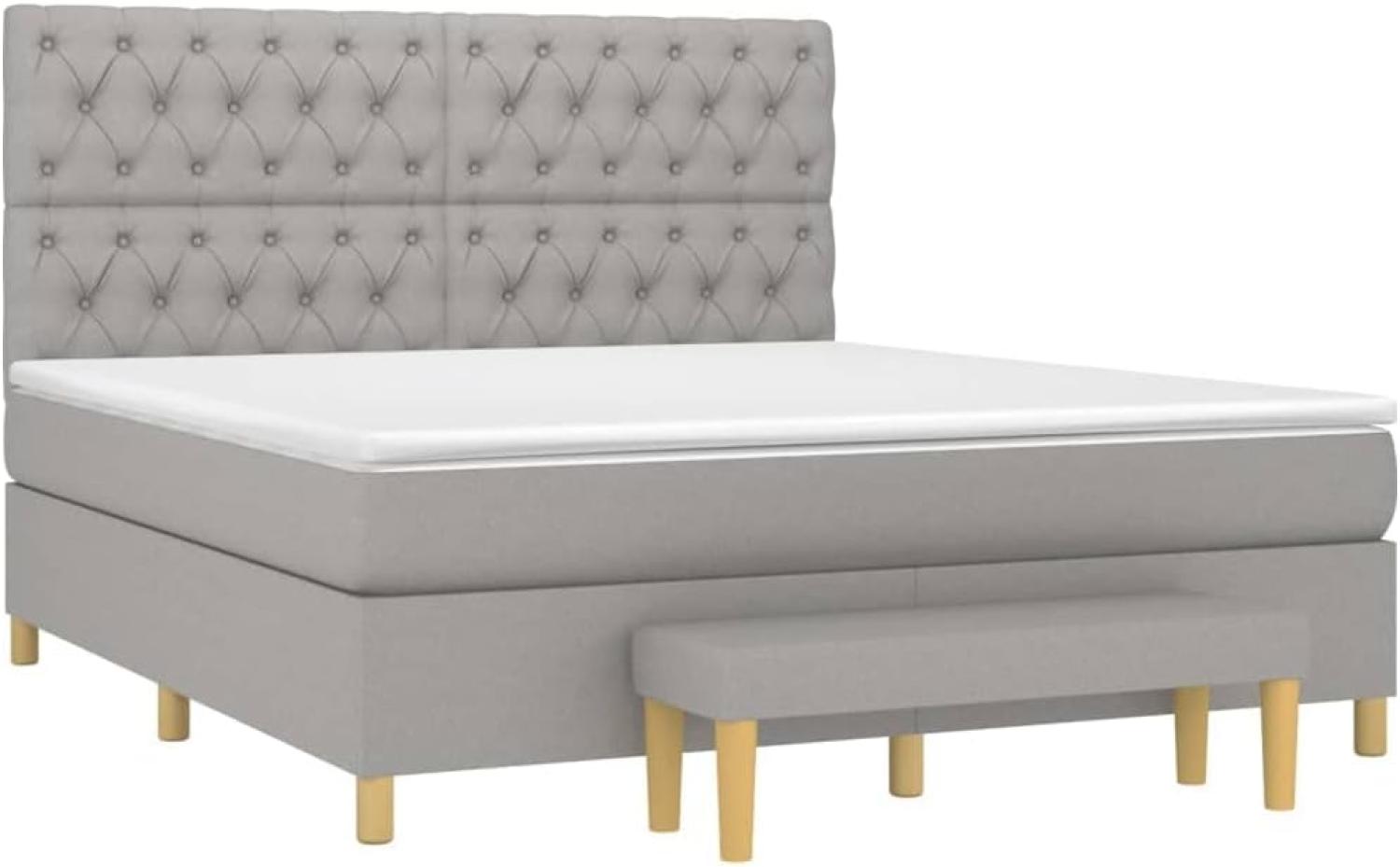 vidaXL Boxspringbett mit Matratze Hellgrau 160x200 cm Stoff, Härtegrad: H2 [3137405] Bild 1