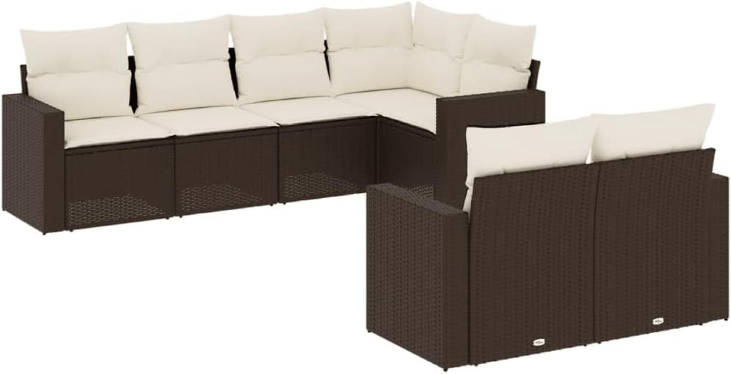 vidaXL 7-tlg. Garten-Sofagarnitur mit Kissen Braun Poly Rattan 3251550 Bild 1