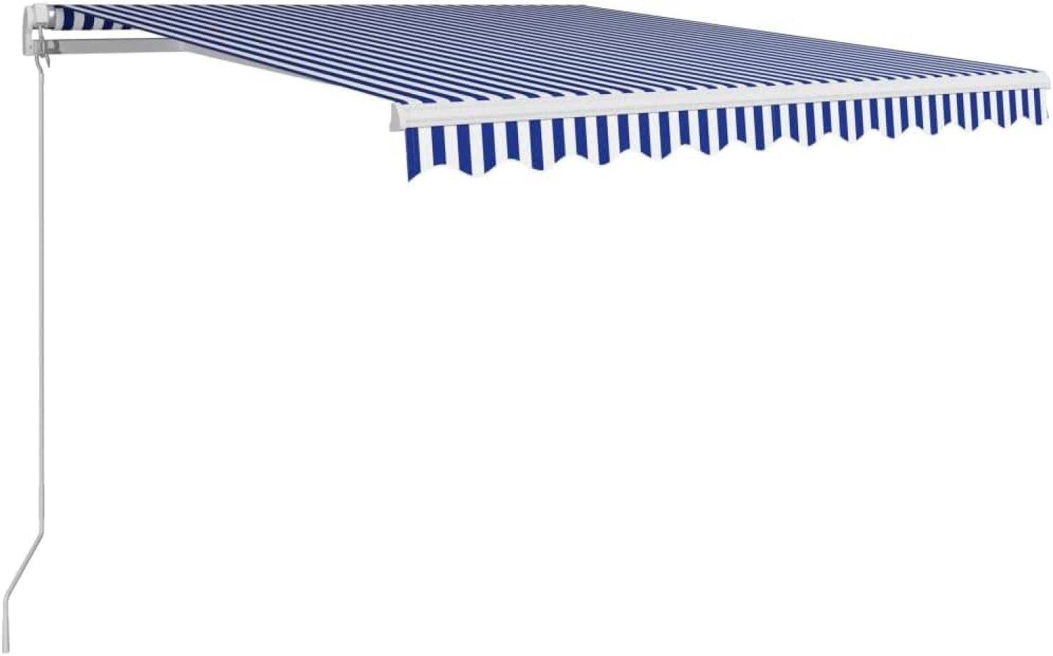 vidaXL Einziehbare Markise Handbetrieben 350x250 cm Blau und Weiß Bild 1