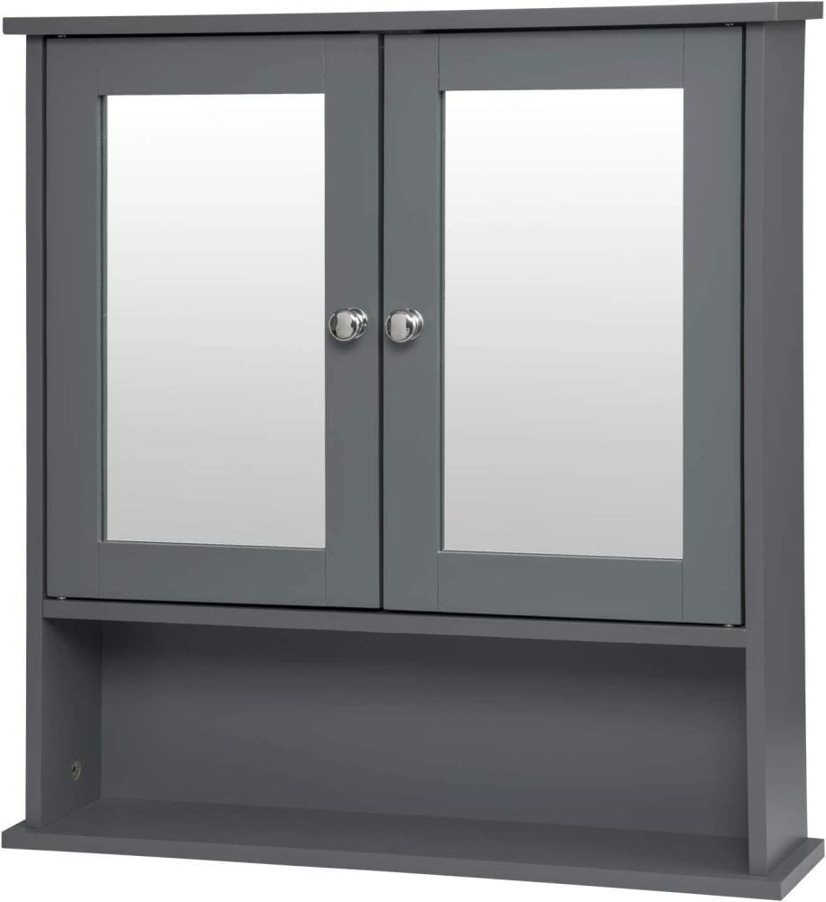 eSituro SBP0059 Spiegelschrank Badspiegel Hängeschrank mit Türen Wandschrank Badschrank Grau BHT ca: 56x58,3x13cm Bild 1