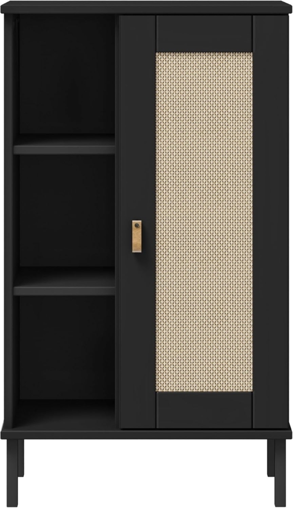 Woodroom Regal Moderner Holzschrank Valencia, Wohnzimmerschrank aus Kiefer, schwarz, 52x90x32 cm Bild 1