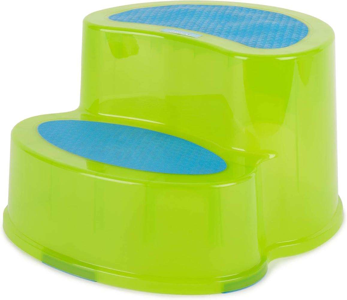 Bieco Tritthocker Kinder Grün | Zweistufiger Hocker Kinder | Bad | Tritt | Kindertreppe | Badezimmer | Zweistufig | Step Stool für Waschtisch und Kinderwaschbecken | Kindertritt  | Toilettenhocker Bild 1