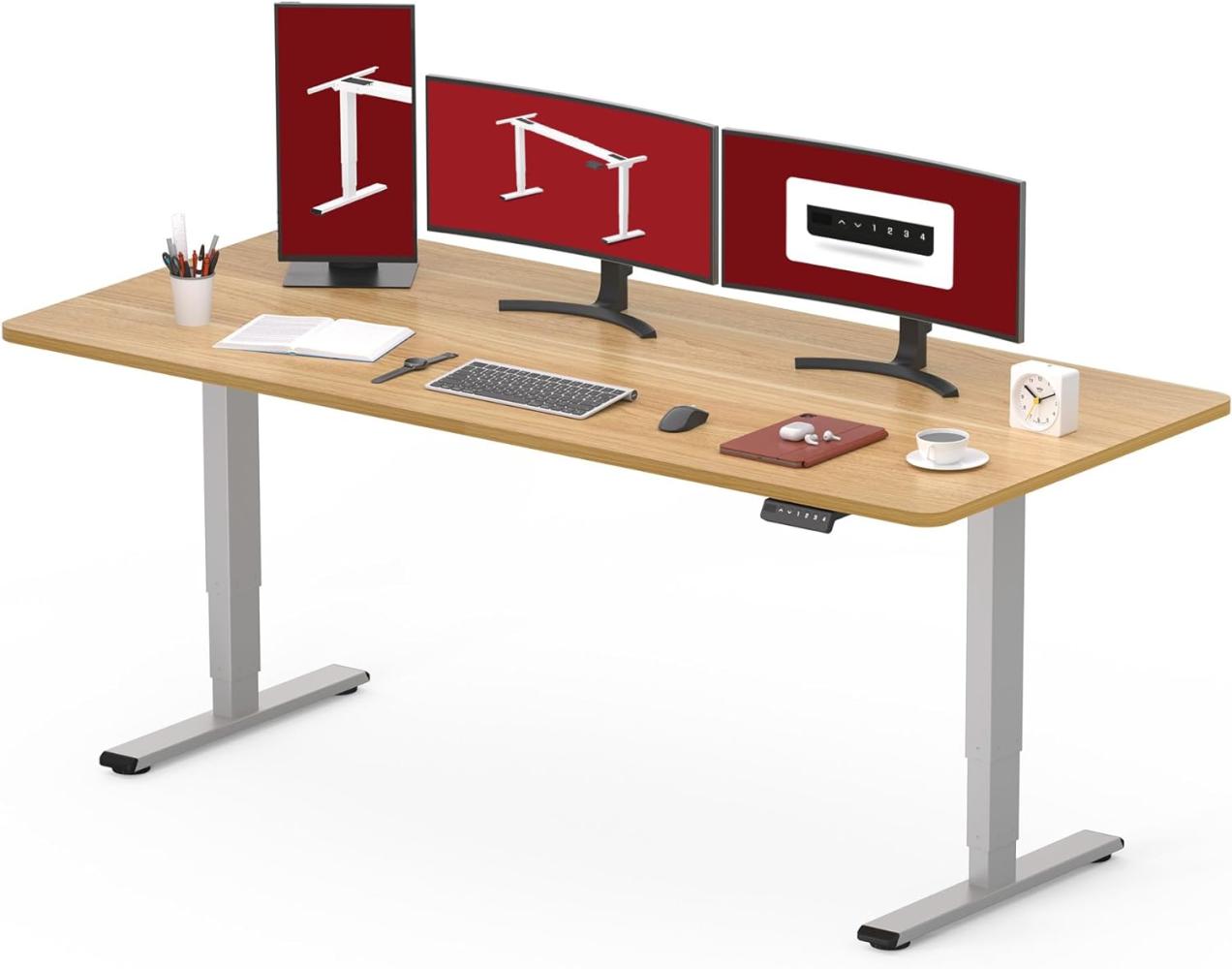 SANODESK EC4 Höhenverstellbarer Schreibtisch (180x80cm) mit 2 starken Motoren Elektrisch Schreibtisch Plus 3-Fach-Teleskop, mit Memory-Steuerung - Stehtisch Bild 1