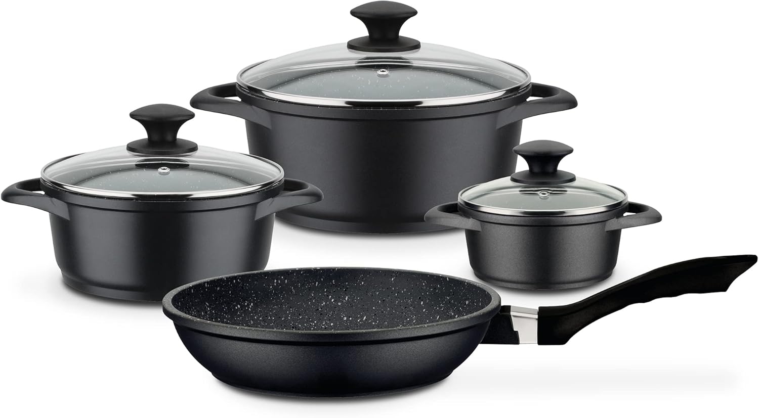 GSW Topf-Set Gourmet Granit, Aluminiumguss (Set, 7-tlg, je 1 Kochtopf Ø 16/20/24 cm, 1x Bratpfanne Ø 24 cm), Induktion Bild 1