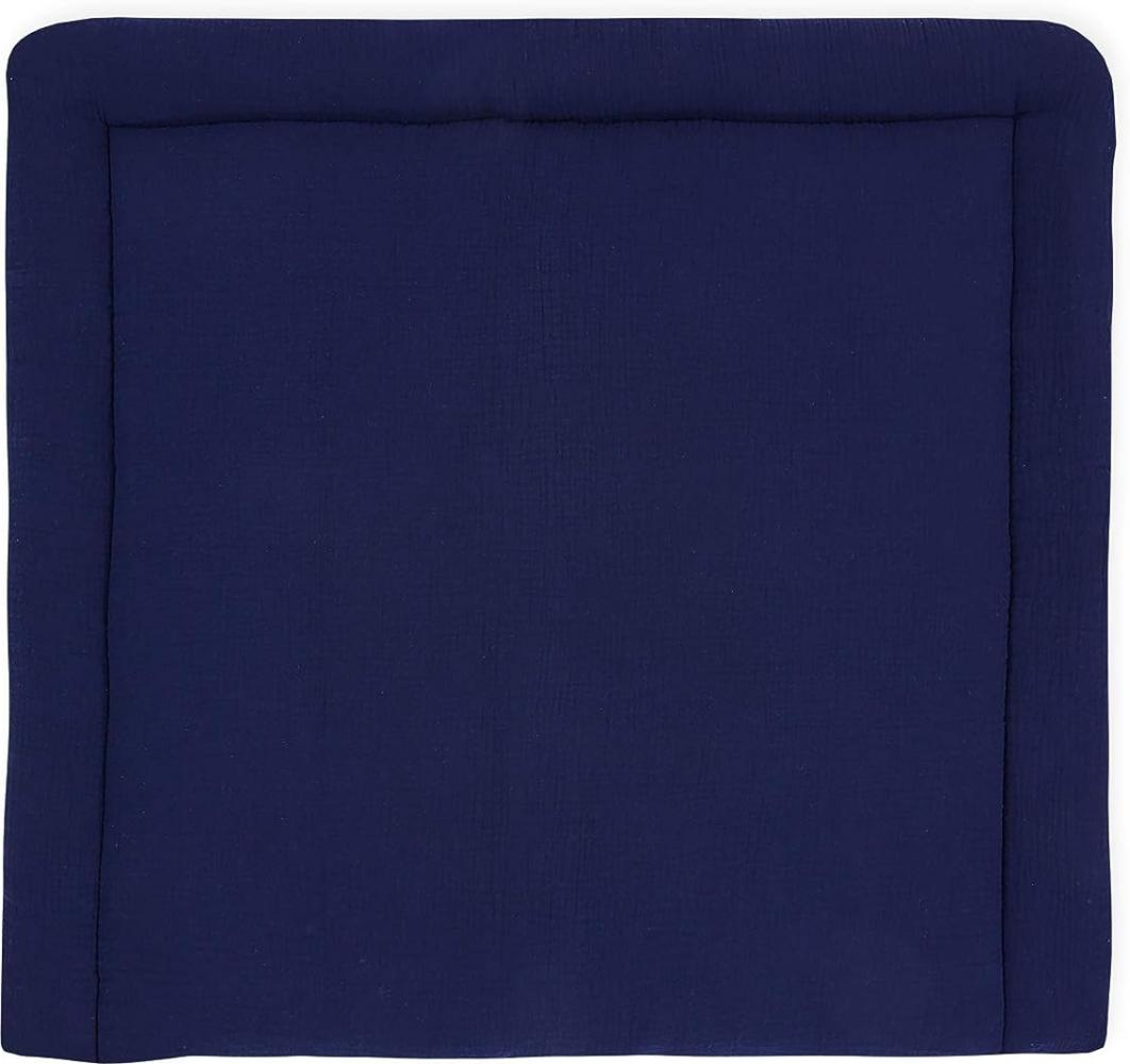 KraftKids Wickelauflage in Musselin dunkelblau, Wickelunterlage 78x78 cm (BxT), Wickelkissen Bild 1