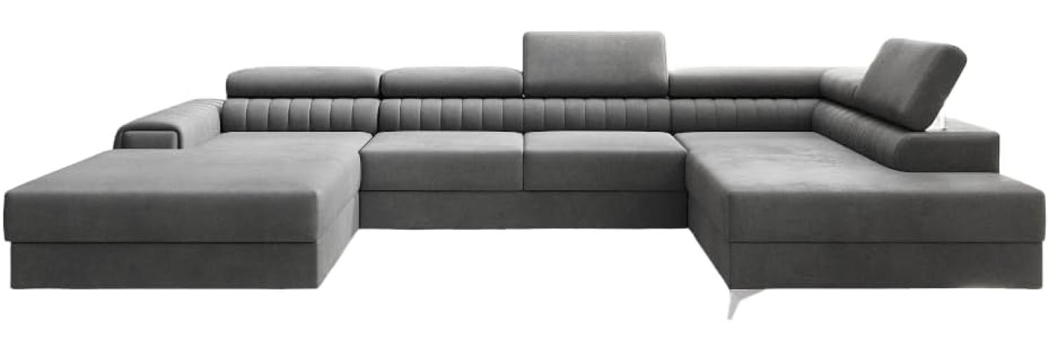 Designer Sofa Collina mit Schlaf- und Klappfunktion Samt Grau Rechts Bild 1