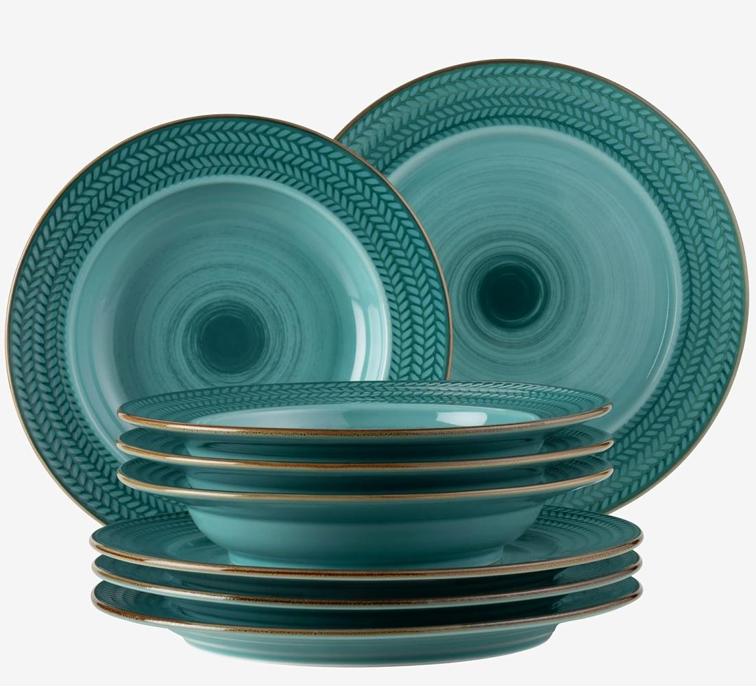 Mäser 931944 Tafelservice Prospero für 4 Personen, Porzellan, blau (1 Set, 8-teilig) Bild 1