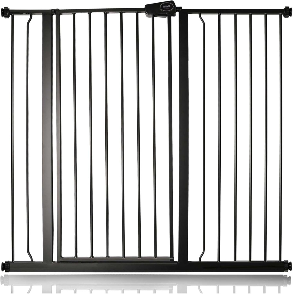 Safetots Extrahoher Metall-Sicherheitsgitter, Druckmontage, 113.8cm - 121.4cm, Mattschwarz, 104cm Höhe, Extrahohe Treppengitter, Gitter für hohe Babys, Einfache Installation Bild 1