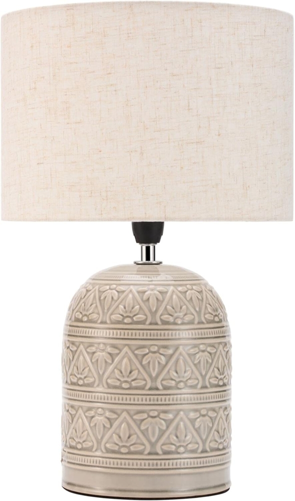 Pauleen Tischleuchte Tender Pearl max20W Beige 230V Stoff/Keramik, Ein-/Ausschalter, ohne Leuchtmittel, E14 Bild 1