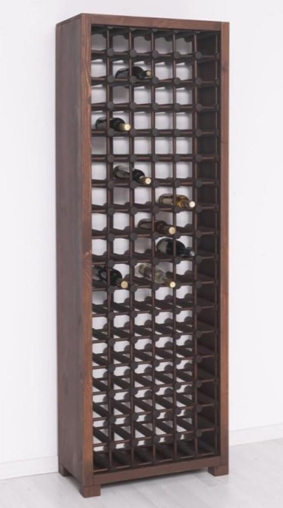 Casa Padrino Landhausstil Massivholz Weinschrank Braun / Schwarz 68 x 35 x H. 200 cm - Massivholz Weinregal im Landhausstil - Massivholz Bar Möbel - Landhausstil Bar Möbel Bild 1