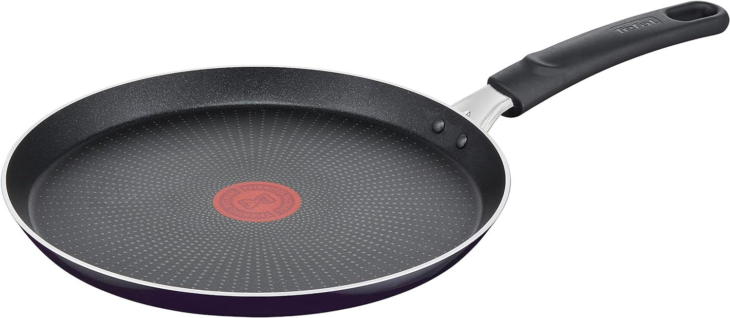 Tefal D52610 Resist Crêpepfanne 25 cm | sichere Titanium Antihaftversiegelung | Thermo-Signal Temperaturindikator | leichte Reinigung | Flame Protect-Technologie | Schwarz | nicht induktionsgeeignet Bild 1