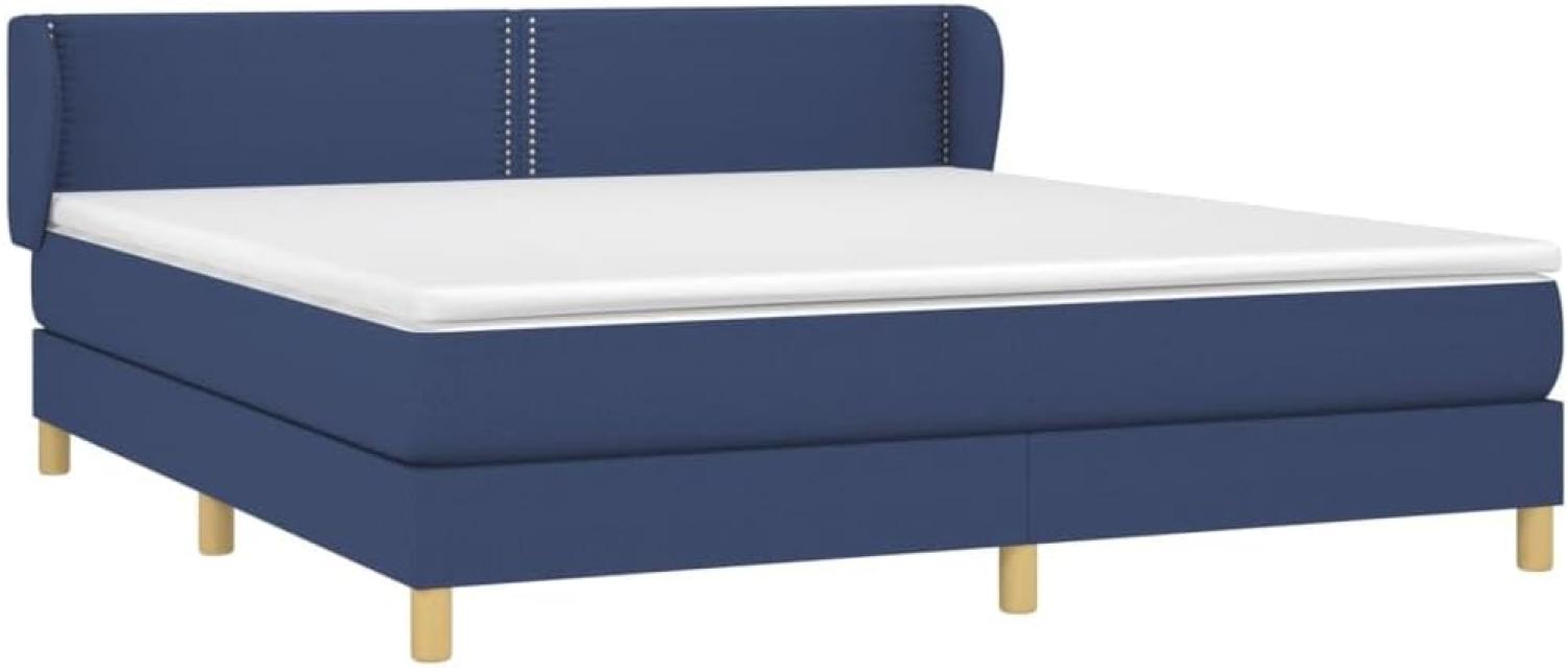 vidaXL Boxspringbett mit Matratze Blau 180x200 cm Stoff Bild 1