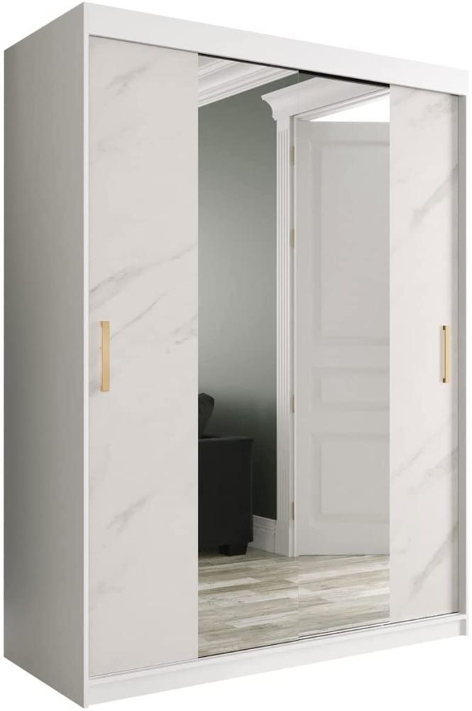Kleiderschrank Kamoga T1 150 (Weiß / Marmor Weiß + Gold, ohne Schubladen) Bild 1