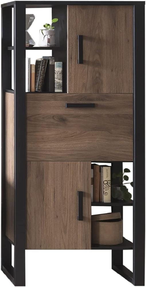 Stauraumelement Jami 75x163x39 Stauraumschrank Schwarz-Okapi Nuss/Okapi Nuss 10136 Bild 1