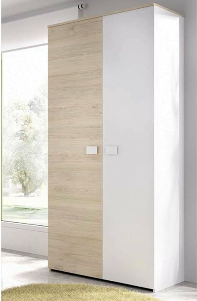 Dmora - Kleiderschrank 2 Türen Auernig, Schlafzimmermöbel, Schrank, Garderobe, 90x53 h202 cm, Weiß und Eiche Bild 1