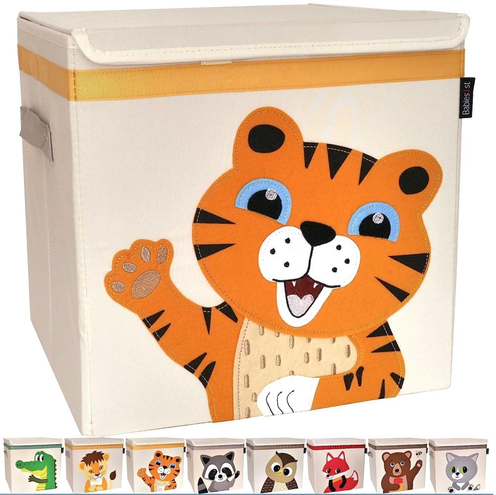 Babies1st Spielzeug Aufbewahrungsbox Kinder, mit Deckel 33x33x33 cm, Boxen für Kallax Regal, Spielzeug Aufbewahrung Kinderzimmer, robust, geruchslos und auf Schadstoffe getestet, TIGER Box Bild 1