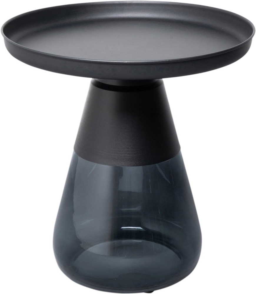 Kare Design Beistelltisch Bottiglia Smoke, Schwarz, 50cm Durchmesser, Luxuriöses Modernes Design, Rund, Leicht, Couchtisch, Wohnzimmertisch, Tischplatte Stahl, Gefärbtes Glas, 52 x 50 x 50 cm (H/B/T) Bild 1