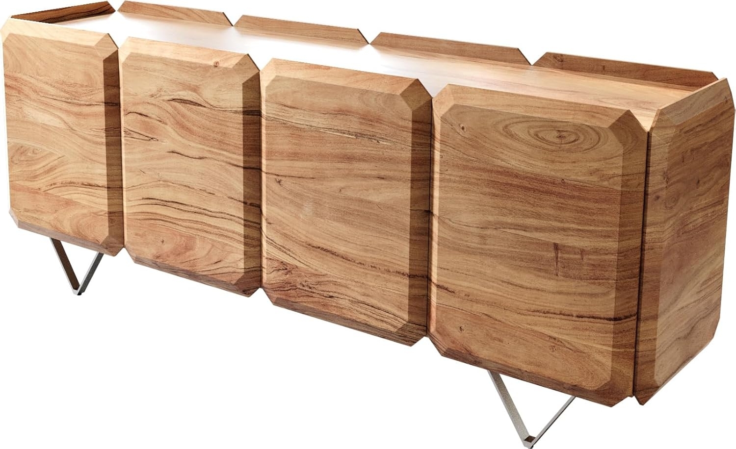 Sideboard Kiano 175 cm Akazie Natur 4 Türen V-Fuß Edelstahl Raumteiler Bild 1