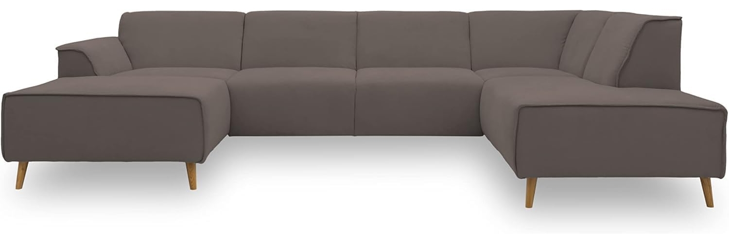 DOMO Collection Jules Wohnlandschaft, Skandinavisches Sofa mit Federkern, Couch in U-Form, braun (kaki), 159 x 333 x 191 cm Bild 1