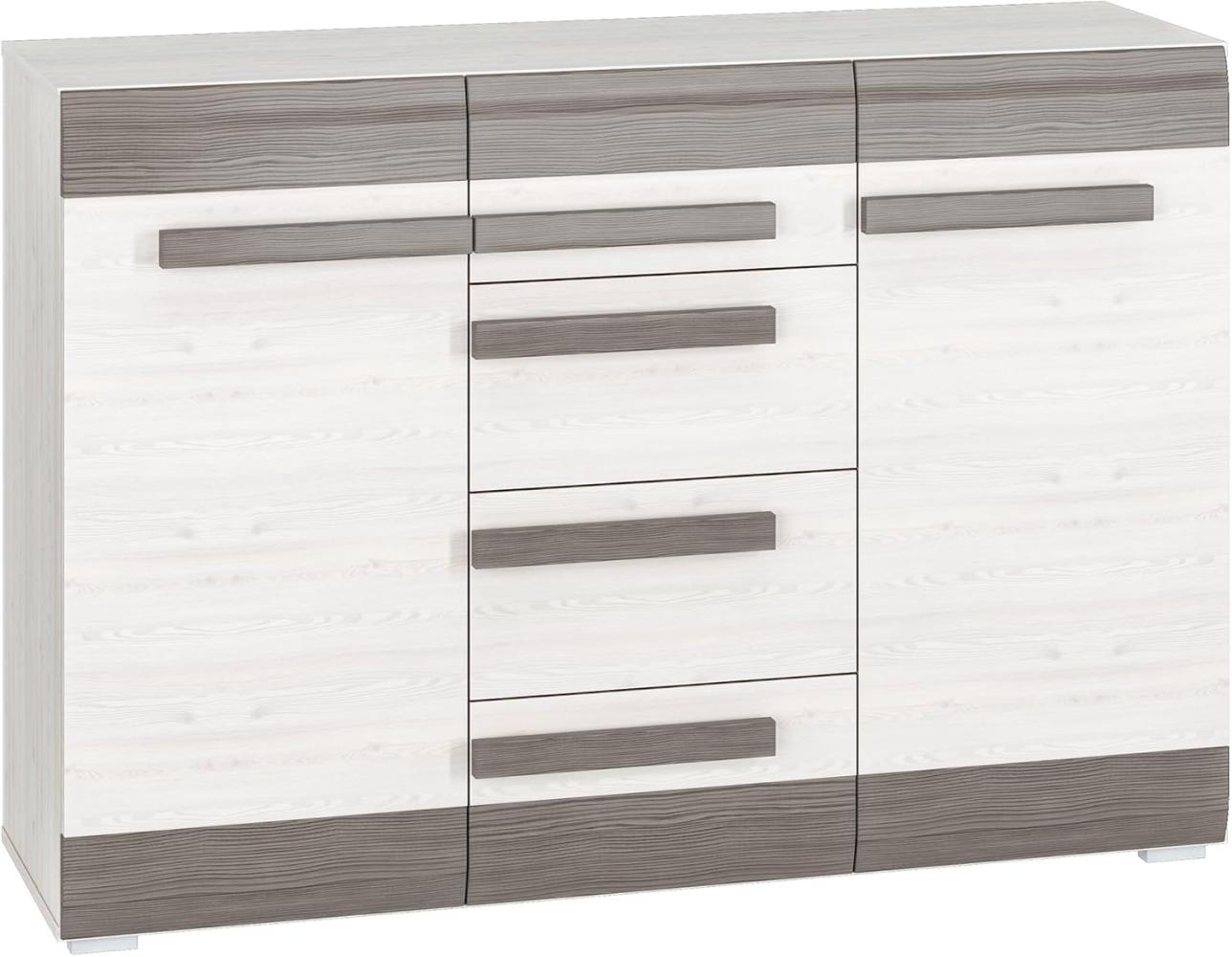 Sideboard "Blanco" Kommode 138cm Pinie weiß grau MDF Bild 1