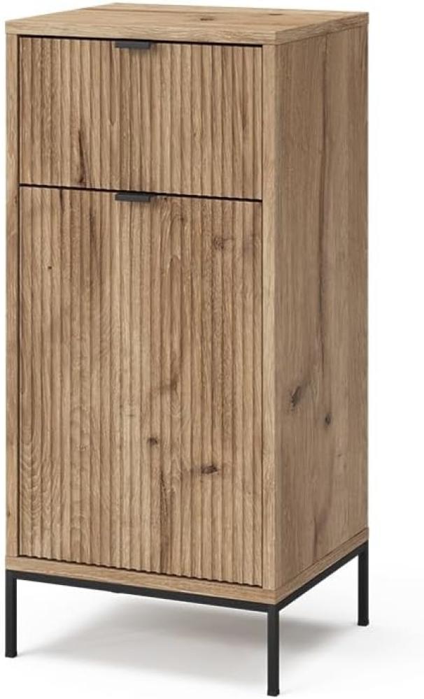 Vicco Midischrank Eliza Viking Oak 40 x 87 cm mit Tür und Schublade Bild 1