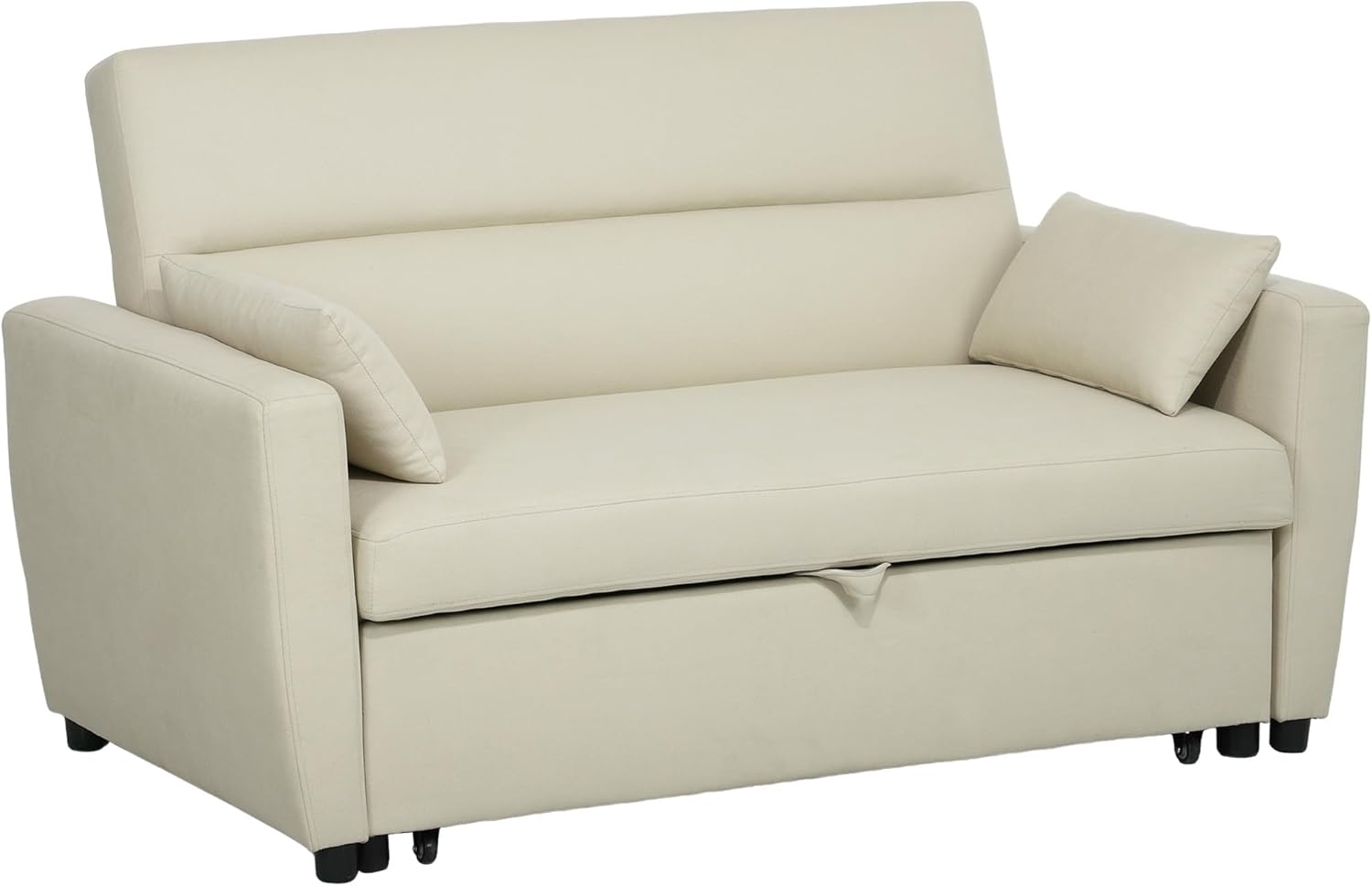 HOMCOM Schlafsofa 2-Sitzer Sofa mit Schlaffunktion, Verstellbare Rückenlehne, Schlafcouch mit Bettkasten 1 Teile, für Wohnzimmer, Gästezimmer, Beige Bild 1