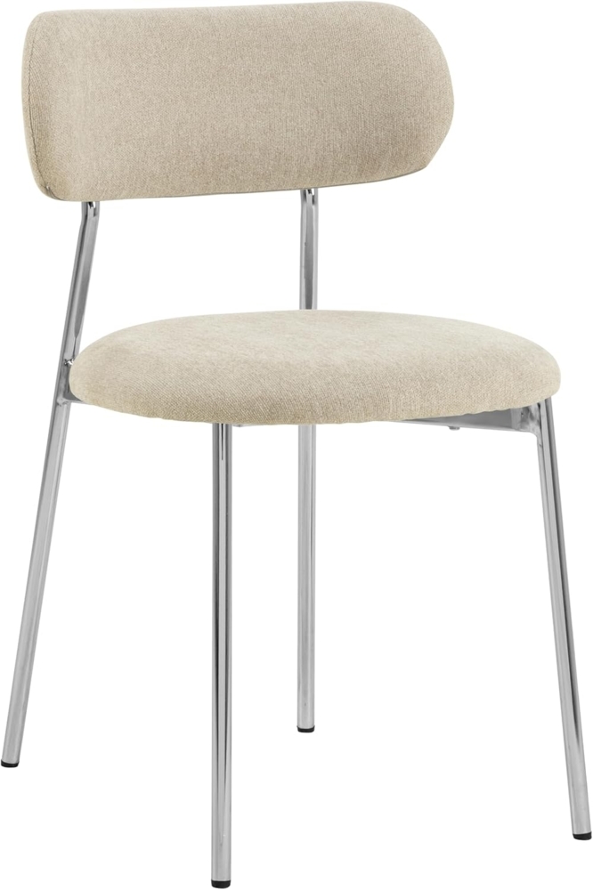 AC Design Furniture Esther Esszimmerstuhl, Apia Stoff Sand 140 FR, Gestell Chrom Stahl, Colli 2 Stück Bild 1
