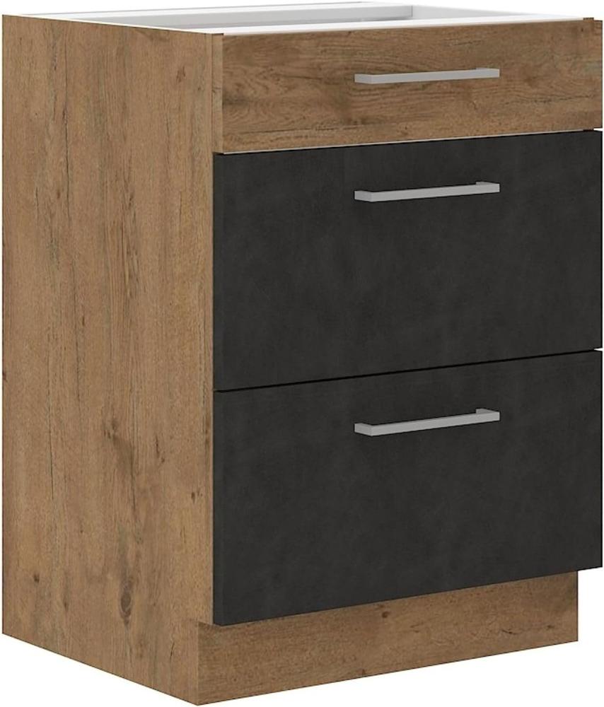 Vigo Unterschrank 60 cm Eiche Lancelot Matera Grau Vollauszug Soft-Close Küche Bild 1