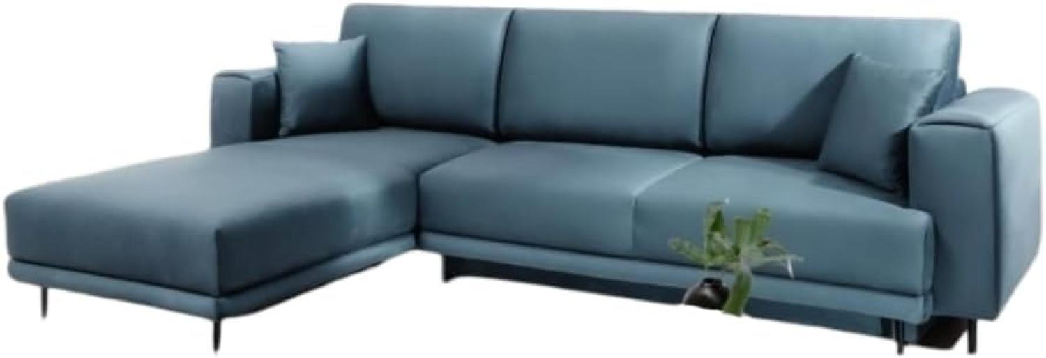 Designer Sofa Diana mit Schlaffunktion und Stauraum Hellblau Links Bild 1