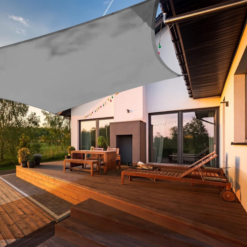 HAIKUS Sonnensegel Wasserdicht Rechteckig 5x5 m Sonnenschutz Wasserabweisend Premium PES Polyester mit UV Schutz für Balkon Garten Terrasse Quadratisch Grau Bild 1