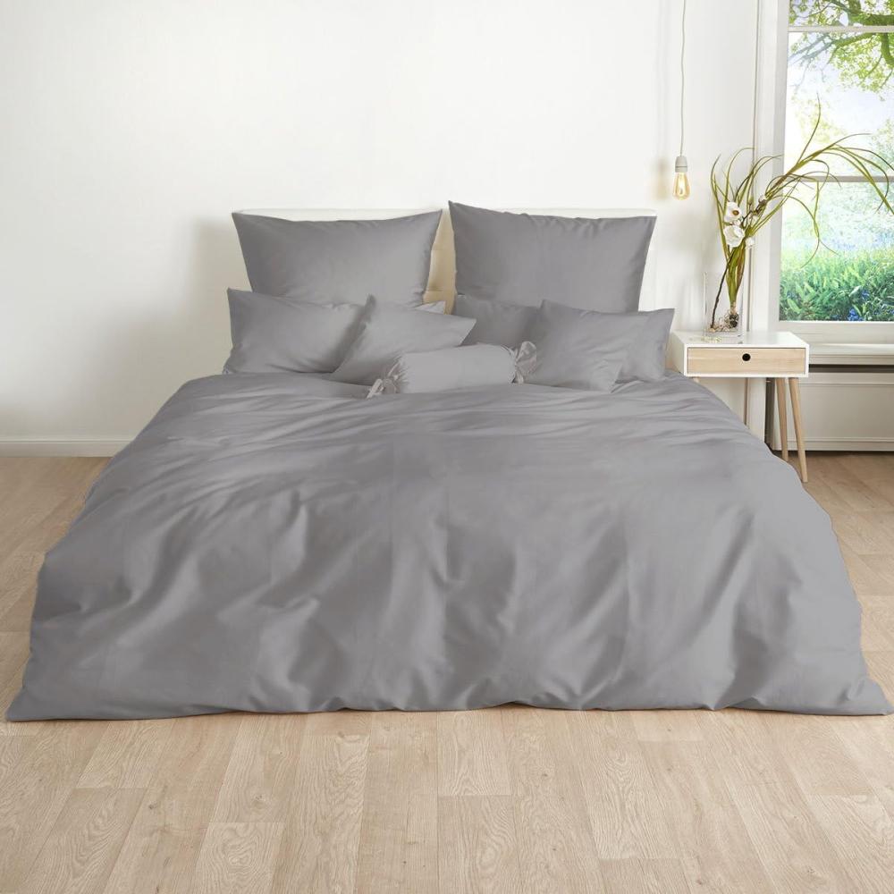 Traumschlaf Uni Mako-Satin Bettwäsche|200x200 cm + 2x 40x80 cm| graphit Bild 1