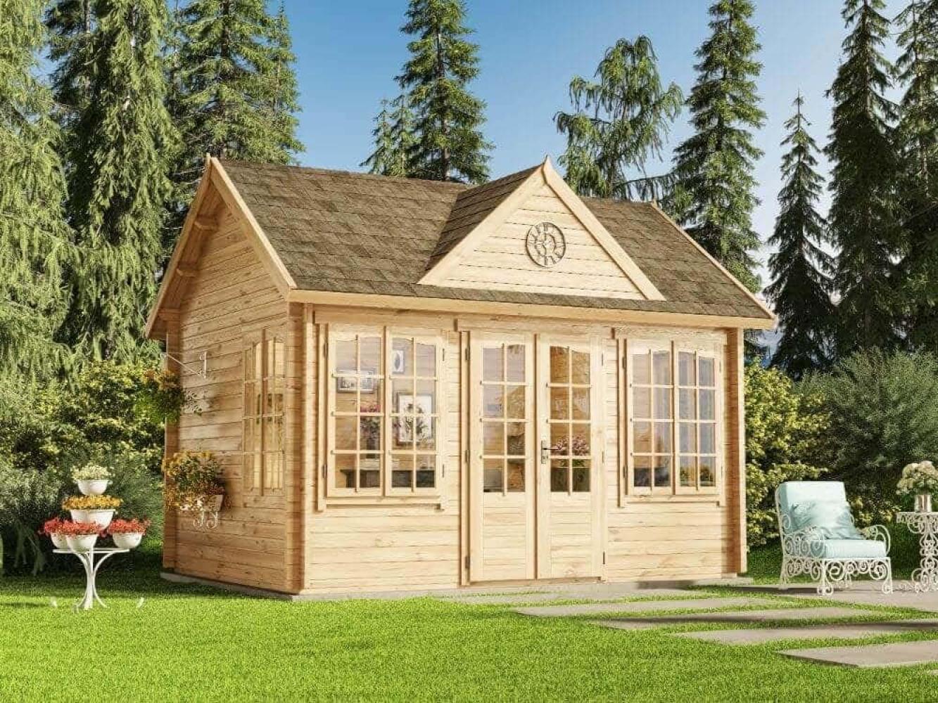 Alpholz Holz Gartenhaus Clockhouse 44 | Natur | 340x440x340 cm Bild 1