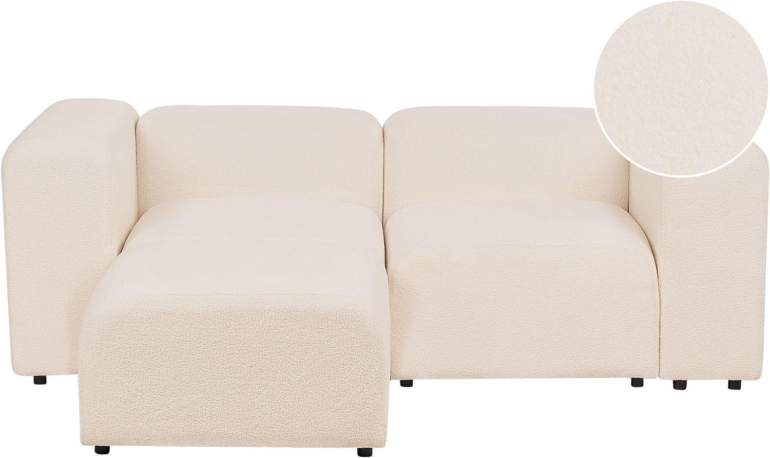 2-Sitzer Sofa Bouclé hellbeige mit Ottomane FALSTERBO Bild 1