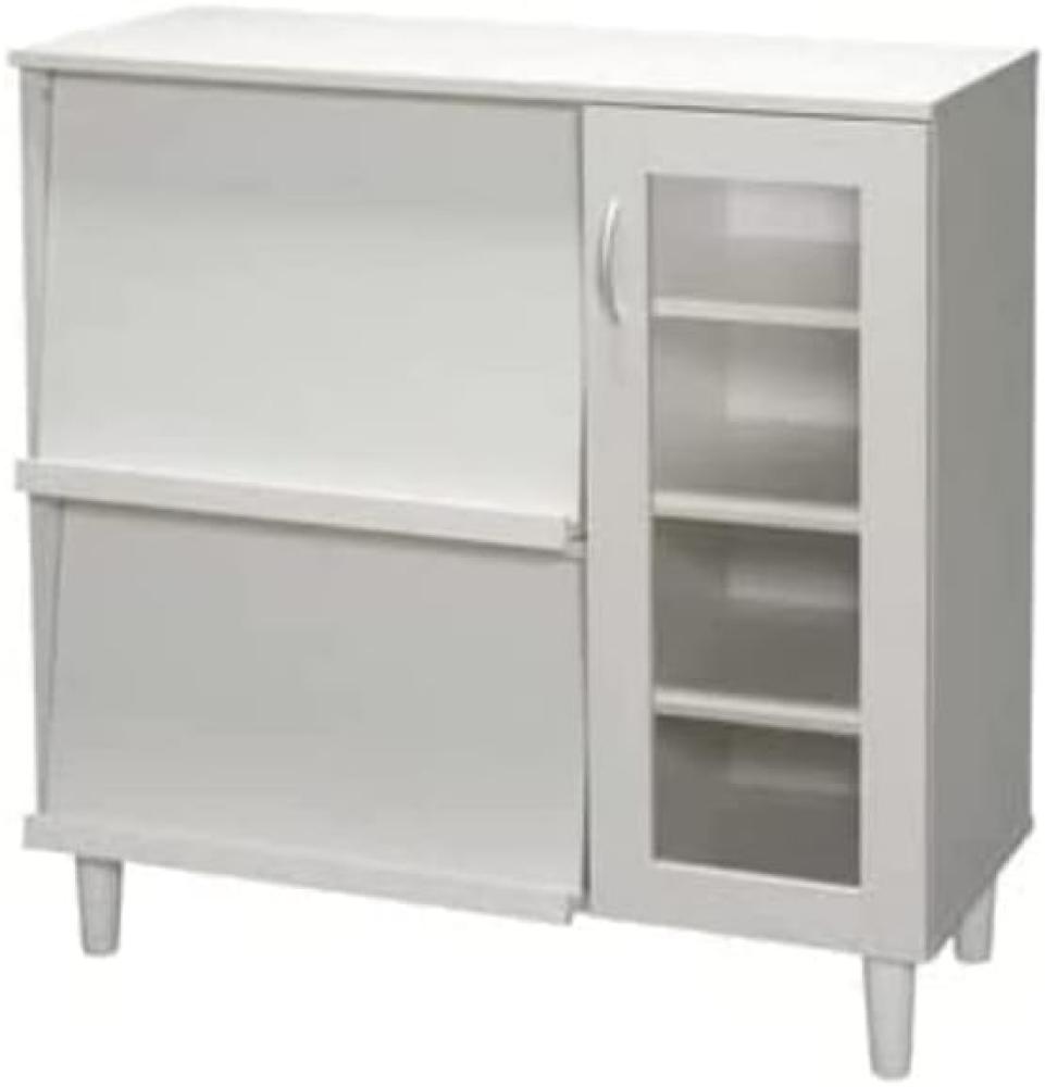 Iris Ohyama, Aufbewahrungsmöbel, Buffet, Geschirrschrank Mit Schiebeplatte und 6 Regalen, Design, Mehrzweck, Küche, Esszimmer, Wohnzimmer - Cabinet KBN-9390 - Eiche weiß Bild 1