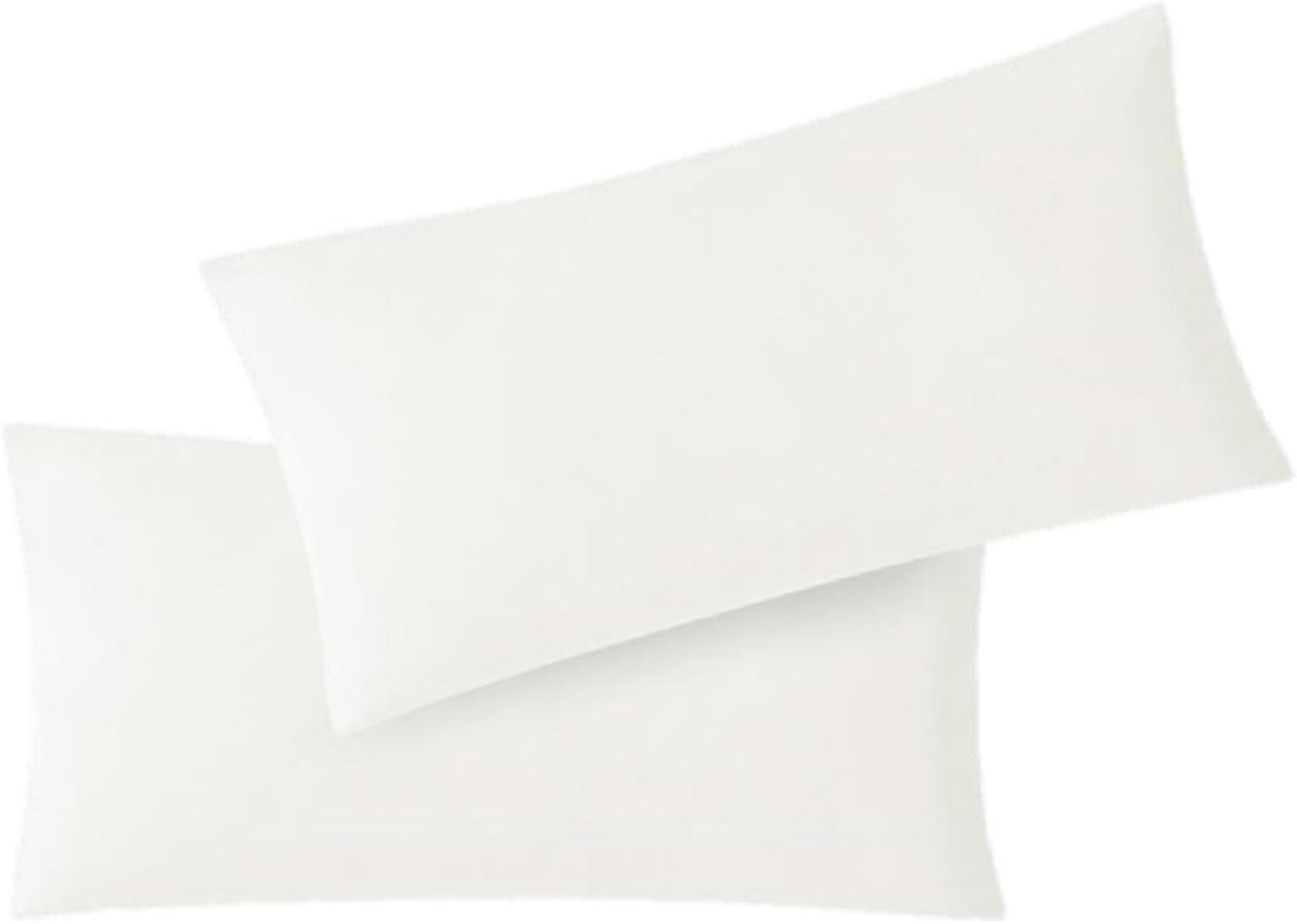 Jersey Kissenbezug, 2er Set, Baumwolle, Weiß, 40x80 cm Bild 1